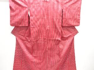 縞織り出し手織り紬着物